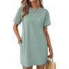 Ekouaer Nightgowns for Women Cotton Sleep Shirts Tshirt Nightshirt Casual Sleepdress Pullover Dress with Pockets S-3XL(Light Green)