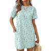 Ekouaer Nightgowns for Women Cotton Sleep Shirts Tshirt Nightshirt Casual Sleepdress Pullover Dress with Pockets S-3XL(Light Green Flowers)