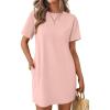 Ekouaer Nightgowns for Women Cotton Sleep Shirts Tshirt Nightshirt Casual Sleepdress Pullover Dress with Pockets S-3XL(Light Pink)