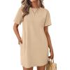 Ekouaer Nightgowns for Women Cotton Sleep Shirts Tshirt Nightshirt Casual Sleepdress Pullover Dress with Pockets S-3XL(Light Yellow)