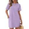 Ekouaer Nightgowns for Women Cotton Sleep Shirts Tshirt Nightshirt Casual Sleepdress Pullover Dress with Pockets S-3XL(Lilac)