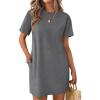 Ekouaer Nightgowns for Women Cotton Sleep Shirts Tshirt Nightshirt Casual Sleepdress Pullover Dress with Pockets S-3XL(Medium Gray)