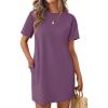 Ekouaer Nightgowns for Women Cotton Sleep Shirts Tshirt Nightshirt Casual Sleepdress Pullover Dress with Pockets S-3XL(Mulberry)