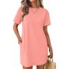 Ekouaer Nightgowns for Women Cotton Sleep Shirts Tshirt Nightshirt Casual Sleepdress Pullover Dress with Pockets S-3XL(Orange Pink)