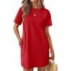 Ekouaer Nightgowns for Women Cotton Sleep Shirts Tshirt Nightshirt Casual Sleepdress Pullover Dress with Pockets S-3XL(Teal Red)