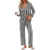 Ekouaer Pajamas for Women Set Button Down Pj Long Sleeve Shirt and Pants Lounge Sets Fall Sleepwear with Pockets(Black Striped)