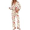 Ekouaer Pajamas for Women Set Button Down Pj Long Sleeve Shirt and Pants Lounge Sets Fall Sleepwear with Pockets(Gingerbread Wreath)