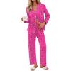 Ekouaer Pajamas for Women Set Button Down Pj Long Sleeve Shirt and Pants Lounge Sets Fall Sleepwear with Pockets(Hot Pink Leopard)
