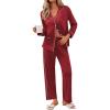 Ekouaer Pajamas for Women Set Button Down Pj Long Sleeve Shirt and Pants Lounge Sets Fall Sleepwear with Pockets(Wine Red)