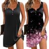 Ekouaer Tank Nightgowns for Women 2 Pack Sexy Night Gown Sleeveless Sleepwear Soft Sleep Dress Button Sleepshirt(Black+pink Floral)