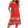 Ekouaer Women’s House Dress with Pockets(Christmas Print)