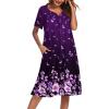 Ekouaer Women’s House Dress with Pockets(Purple Black Floral)
