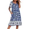 Ekouaer Women’s House Dress with Pockets(White Boho)