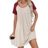 Ekouaer Women’s Nightgown Short Sleeve Sleepwear Comfy Sleepshirts Pleated Scoopneck Nightshirt S-XXXL(Light Grey1)