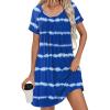 Ekouaer Women’s Nightgown Short Sleeve Sleepwear Comfy Sleepshirts Pleated Scoopneck Nightshirt S-XXXL(Tie Dye Blue1)