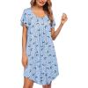 Ekouaer Womens Nightgown Soft Sleepwear Pleated Sleepshirt Sleep Dress Short Sleeve Nightdress S-3XL(Star Moon)