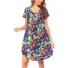 Ekouaer Womens Nightgown Soft Sleepwear Pleated Sleepshirt Sleep Dress Short Sleeve Nightdress S-3XL(Tie Dye Colorful)