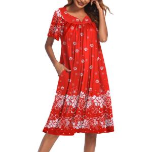 Ekouaer Women’s House Dress with Pockets(Christmas Print)