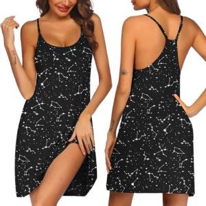 Ekouaer Women’s Racerback Sleeveless Nightgown(Constellation)