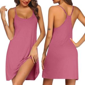 Ekouaer Women’s Racerback Sleeveless Nightgown(Peach Red)