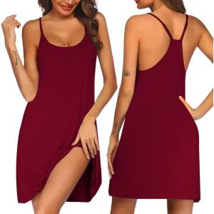 Ekouaer Women’s Racerback Sleeveless Nightgown(Wine Red)