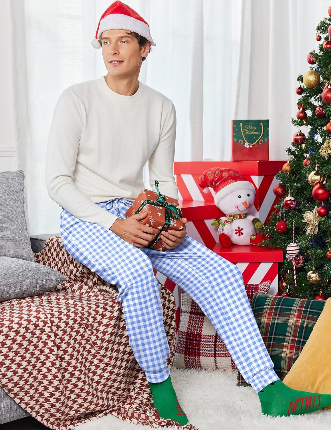imageEkouaer Mens Pajama Pants Lightweight Loungewear Comfy Jogger Sleep Pant Long Pj Bottoms with Drawstring amp PocketsGinghamstripe