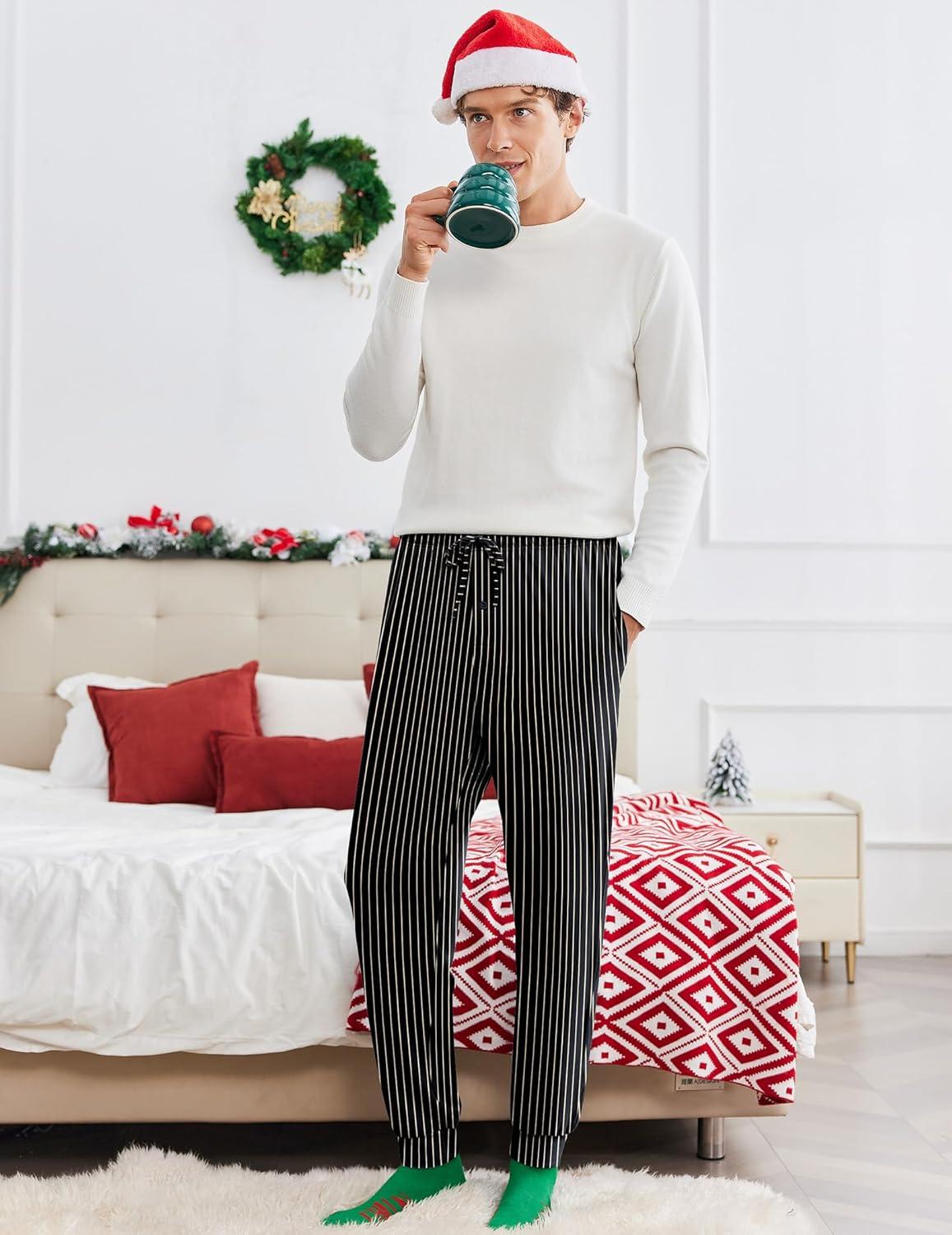 imageEkouaer Mens Pajama Pants Lightweight Loungewear Comfy Jogger Sleep Pant Long Pj Bottoms with Drawstring amp PocketsGinghamstripe