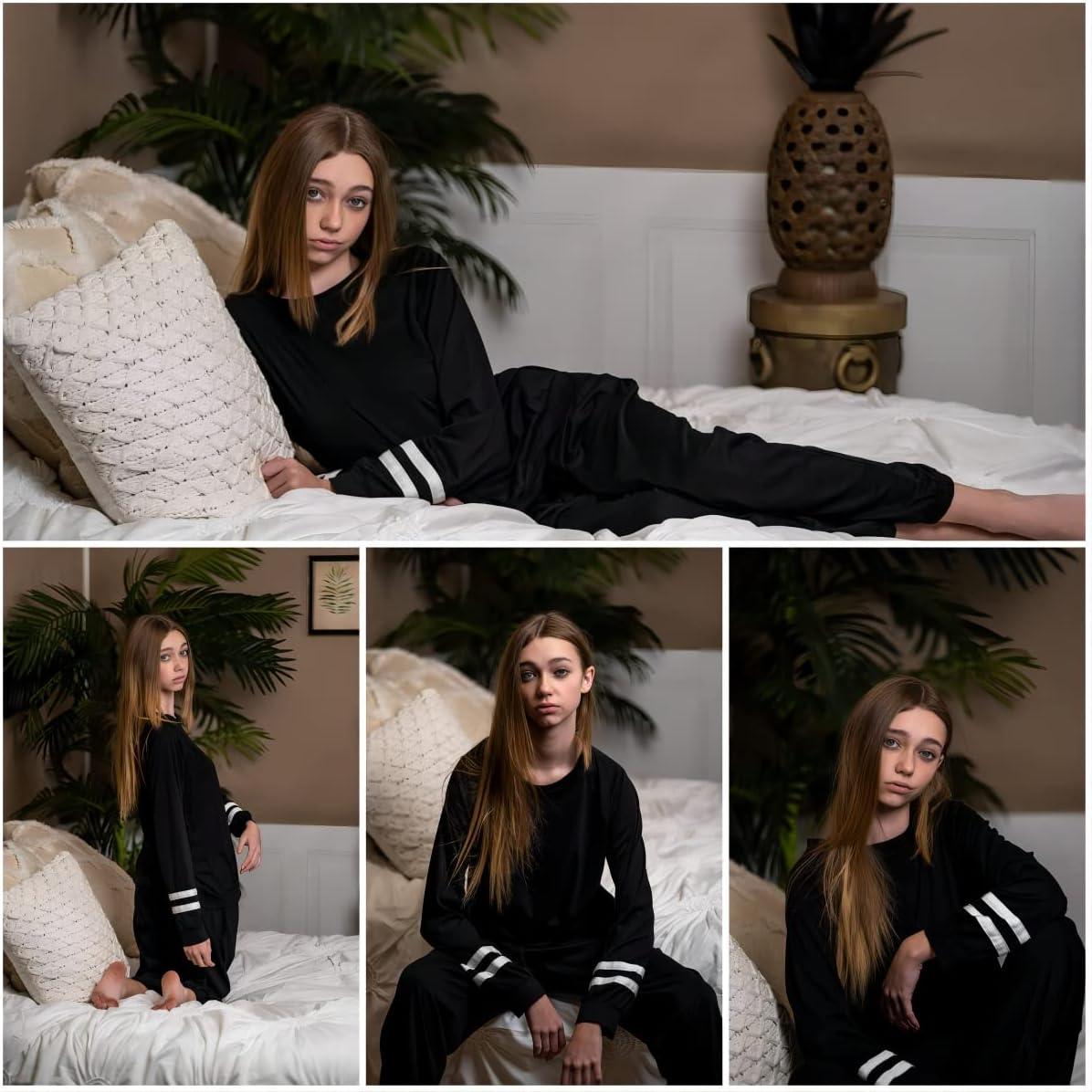 imageEkouaer Sweatsuits Womens Loungewear Set Tracksuit Long Sleeve Pajamas Set with Pockets 2 Piece Outfits Lounge SetsBlack
