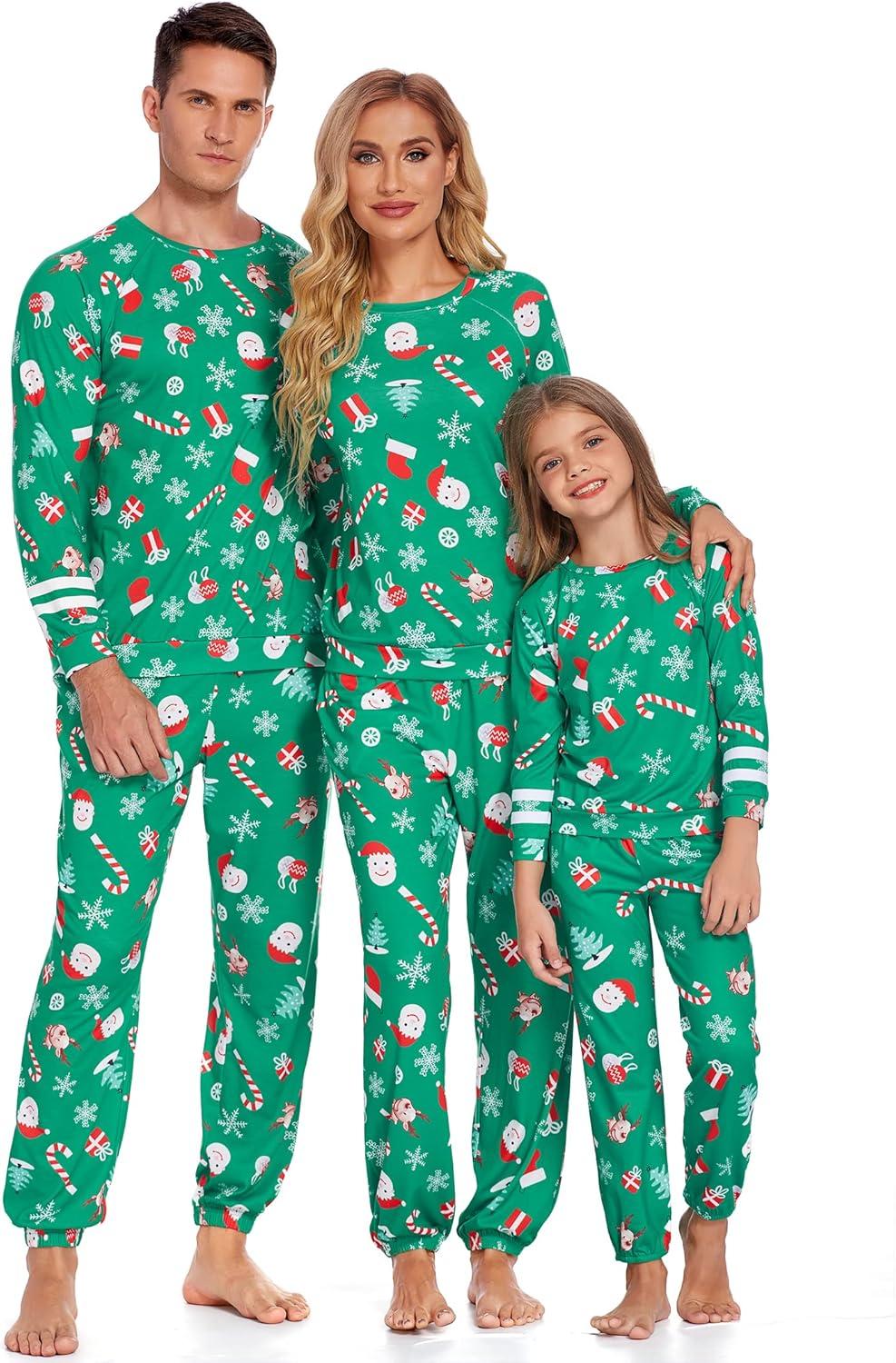 imageEkouaer Sweatsuits Womens Loungewear Set Tracksuit Long Sleeve Pajamas Set with Pockets 2 Piece Outfits Lounge SetsChristmas Green