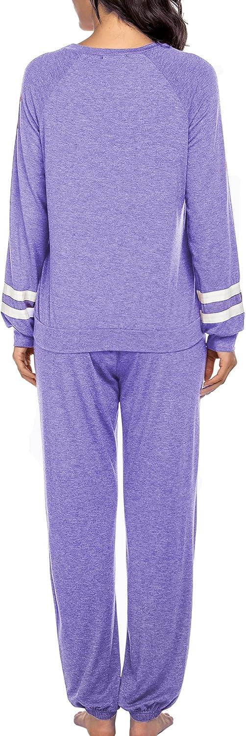 imageEkouaer Sweatsuits Womens Loungewear Set Tracksuit Long Sleeve Pajamas Set with Pockets 2 Piece Outfits Lounge SetsLight Purple