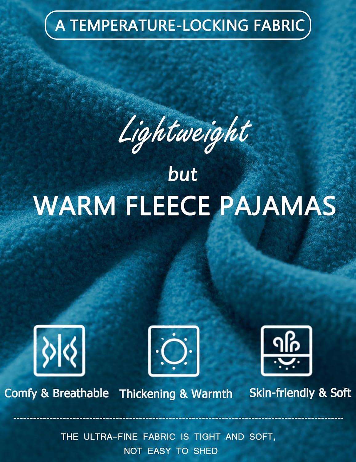 imageEkouaer Womens Fleece Pajama Sets Long Sleeve Button Down Twopiece Sleepwear Soft Lounge SetSee Green