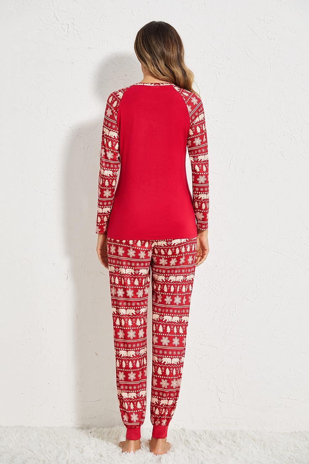 imageEkouaer Womens Pajama Set Christmas Pjs Long Sleeve Print Tops and Pajamas Pants Soft Sleepwear SetPat10christmas Tree3