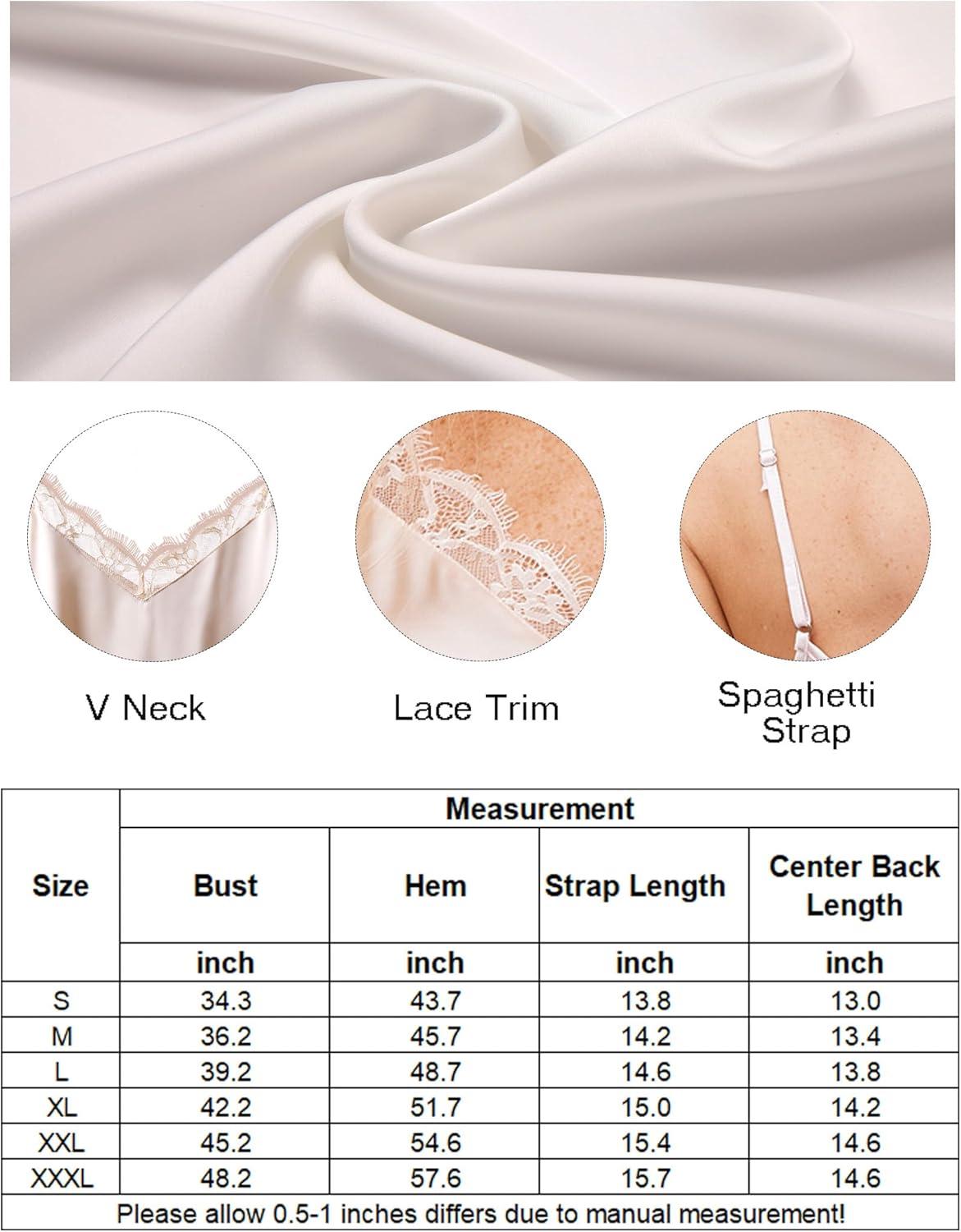 imageEkouaer Womens Satin Camisole Lace Silk Satin Pajama Tank Tops V Neck Soft Spaghetti Strap Loose SleepwearLight Pink