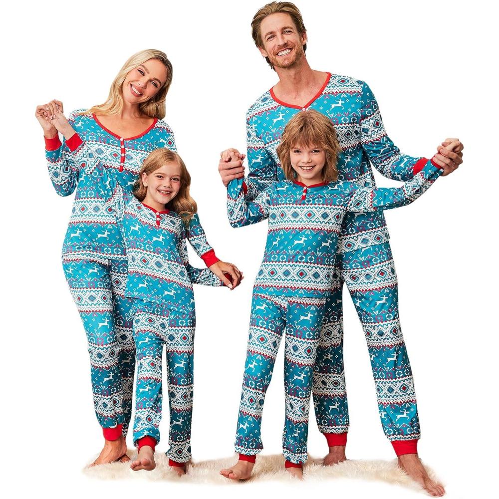 imageEkouaer Christmas Pajamas for Family Matching Pj Sets Womens Mens Kids Pjs Long Sleeve Sleepwear Lounge Sets OutfitsBluechristmas Elk