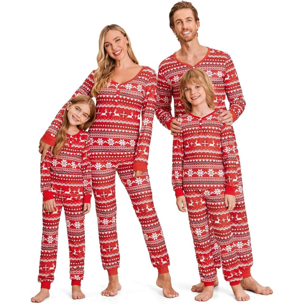imageEkouaer Christmas Pajamas for Family Matching Pj Sets Womens Mens Kids Pjs Long Sleeve Sleepwear Lounge Sets OutfitsRedsnowflake