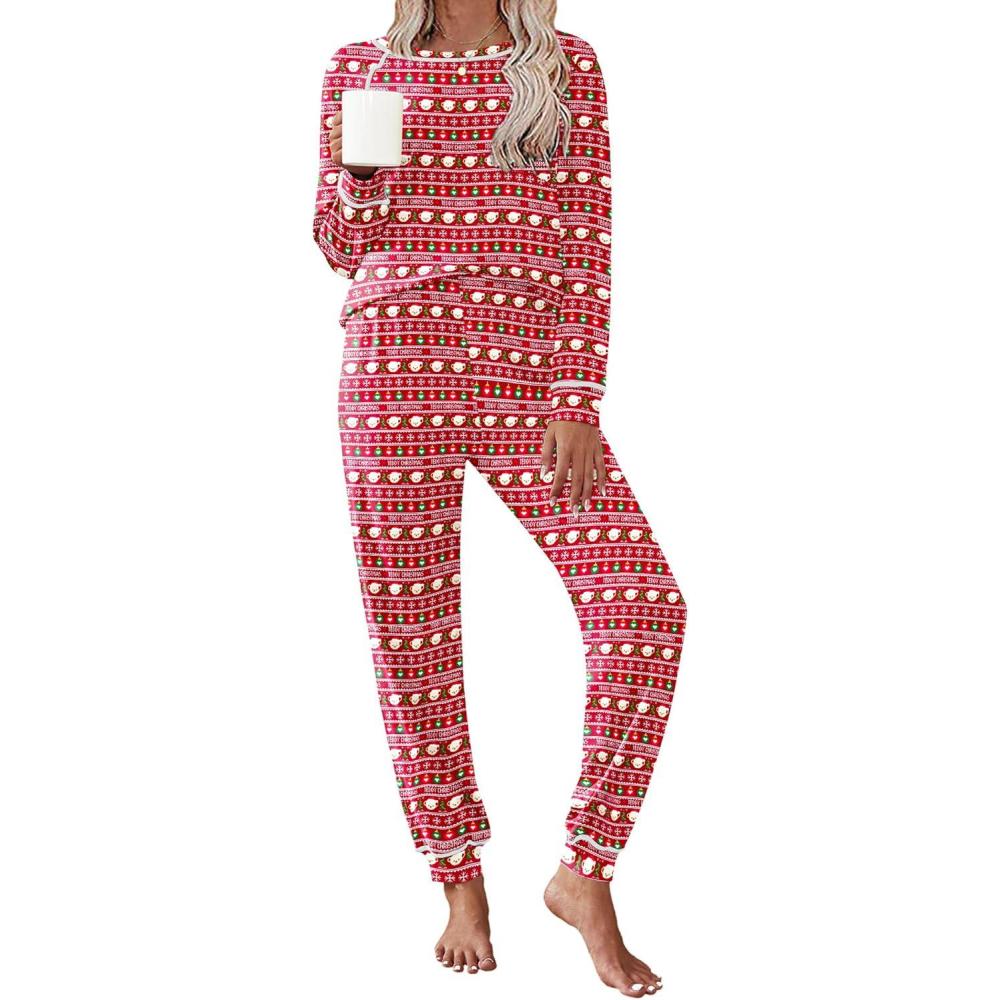 imageEkouaer Pajamas Set for Women Soft Comfy Pjs Sets Long Sleeve Sleepwear Loungewear SXXLRed Teddy