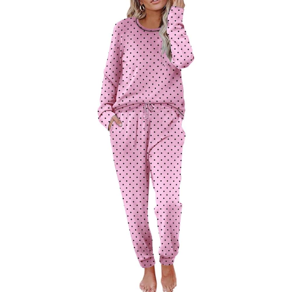 imageEkouaer Valentines Pajamas Womens Long Sleeve Pj Set Soft 2 Piece Loungewear Sleepwear with Jogger Pants XS3XLPink Small Point
