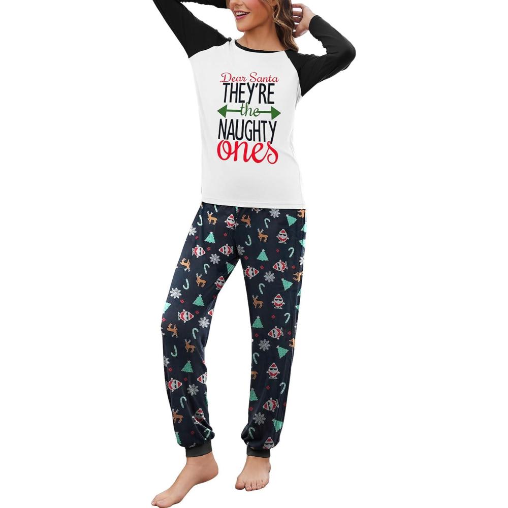 imageEkouaer Womens Pajama Set Christmas Pjs Long Sleeve Print Tops and Pajamas Pants Soft Sleepwear SetPat15santa