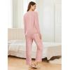 Ekouaer 2 Pack Women Pajama Long Sleeve Sleepwear Soft Loungewear Pjs Sets with Pockets S-XXL(Black Point/Khaki Striped)