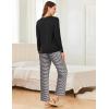 Ekouaer 2 Pack Women Pajama Long Sleeve Sleepwear Soft Loungewear Pjs Sets with Pockets S-XXL(Black Striped/Leopard)