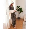 Ekouaer 2 Pack Women Pajama Long Sleeve Sleepwear Soft Loungewear Pjs Sets with Pockets S-XXL(Black Striped/Leopard)