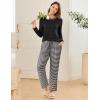 Ekouaer 2 Pack Women Pajama Long Sleeve Sleepwear Soft Loungewear Pjs Sets with Pockets S-XXL(Black Striped/Leopard)