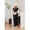 Ekouaer 2 Pack Women Pajama Long Sleeve Sleepwear Soft Loungewear Pjs Sets with Pockets S-XXL(Black/Grey)