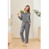 Ekouaer 2 Pack Women Pajama Long Sleeve Sleepwear Soft Loungewear Pjs Sets with Pockets S-XXL(Black/Grey)