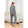 Ekouaer 2 Pack Women Pajama Long Sleeve Sleepwear Soft Loungewear Pjs Sets with Pockets S-XXL(Black/Grey)