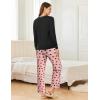 Ekouaer 2 Pack Women Pajama Long Sleeve Sleepwear Soft Loungewear Pjs Sets with Pockets S-XXL(Blue Green/Pink Heart)