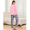 Ekouaer 2 Pack Women Pajama Long Sleeve Sleepwear Soft Loungewear Pjs Sets with Pockets S-XXL(Light Pink Plaid/Grey Plaid)