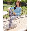 Ekouaer 2 Pack Women Pajama Long Sleeve Sleepwear Soft Loungewear Pjs Sets with Pockets S-XXL(Light Pink Plaid/Light Blue Plaid)