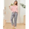Ekouaer 2 Pack Women Pajama Long Sleeve Sleepwear Soft Loungewear Pjs Sets with Pockets S-XXL(Light Pink Plaid/Light Blue Plaid)