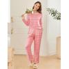 Ekouaer 2 Pack Women Pajama Long Sleeve Sleepwear Soft Loungewear Pjs Sets with Pockets S-XXL(Pink Striped/Cat)